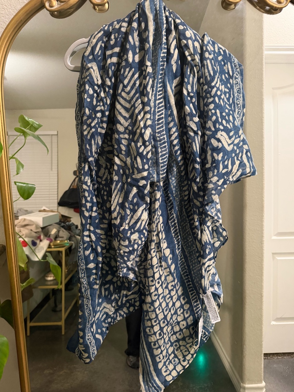 Zara Blue and White Printed Wrap Scarf